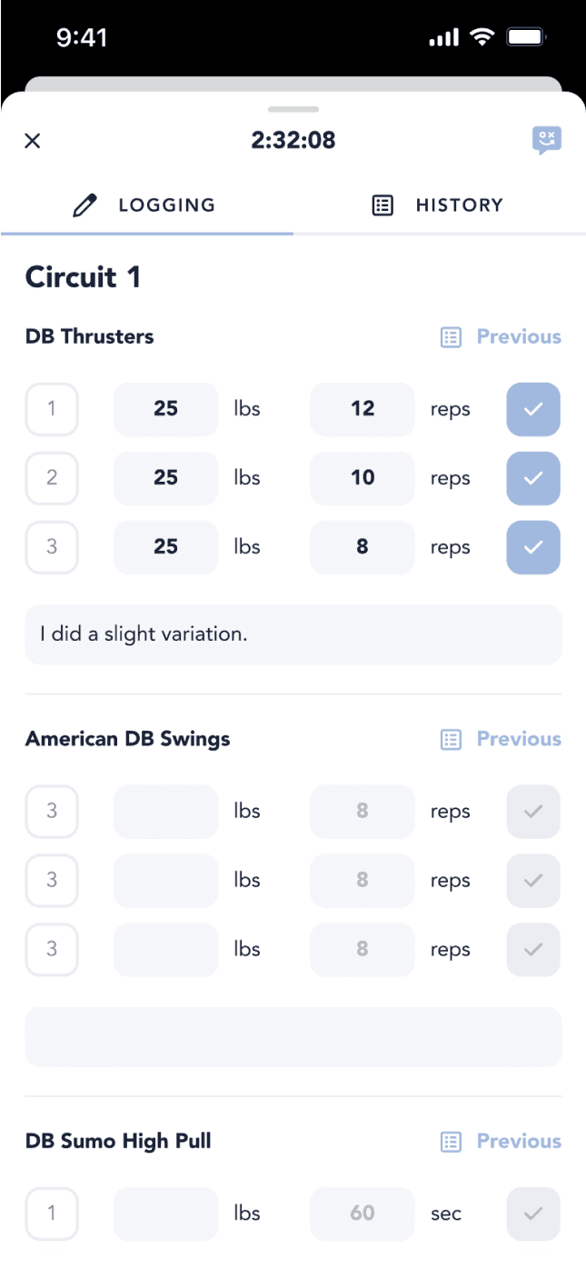 Notes & Logging in the app