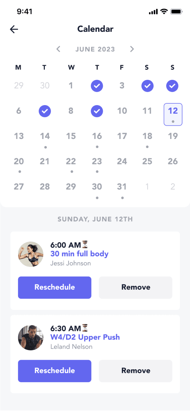 Reminders in the app
